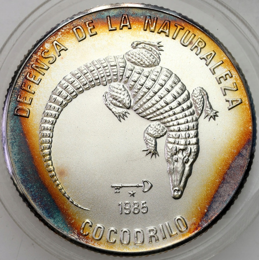 Kuba. 5 peso 1985 Krokodyl – SREBRO