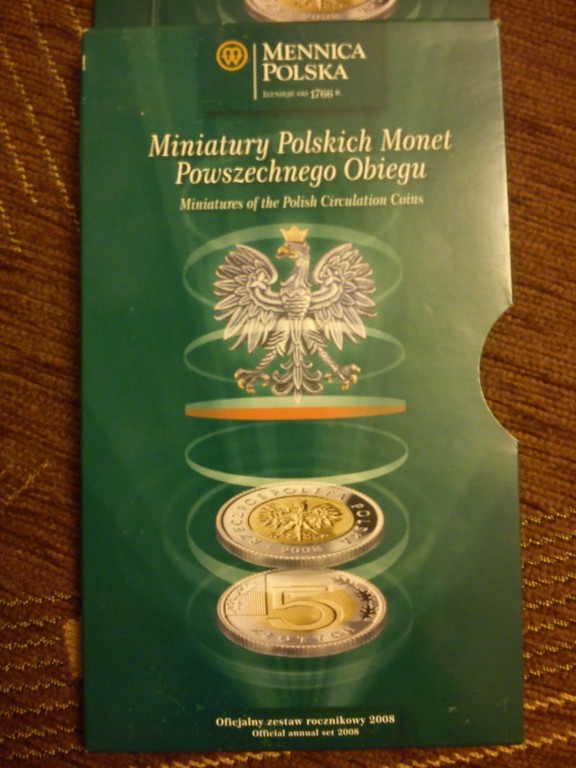 MINIATURY POLSKICH MONET OBIEGOWYCH - ROCZNIK 2008
