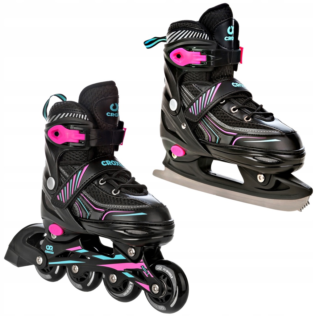 Rolki Łyżwy figurowe 2w1 Regulowane Croxer Optima Mint/Pink 31-34