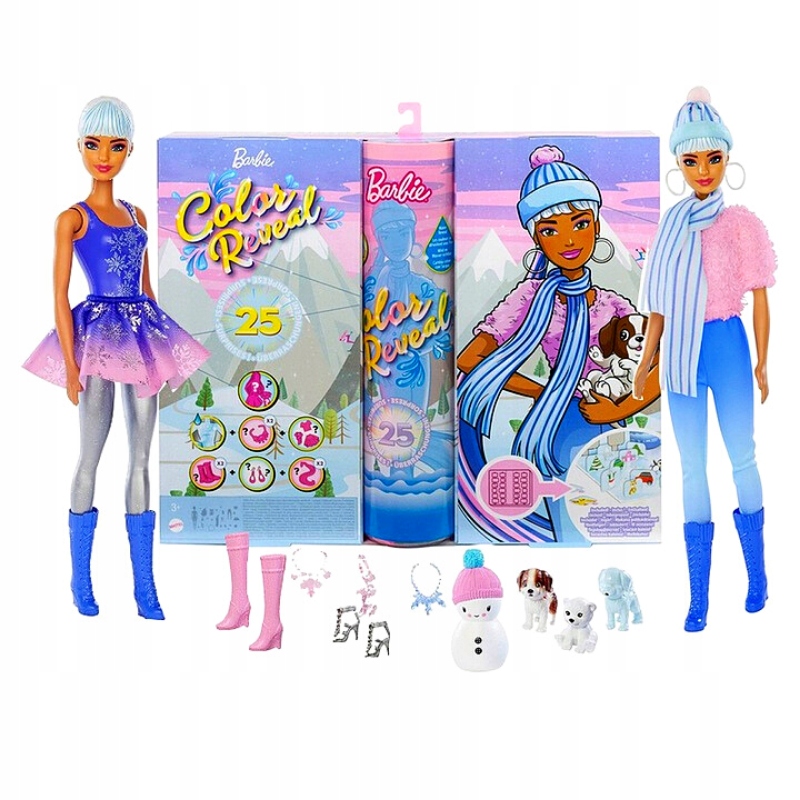 Nowy Barbie Color Reveal Kalendarz adwentowy HBT74 - Magiczne Święta!