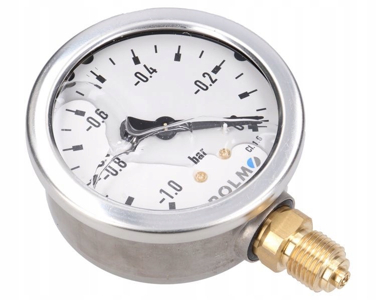 Wakuometr glicerynowy M63 (-1 do 0 bar) dolne przyłącze G1/4" POLMO WG63DM1