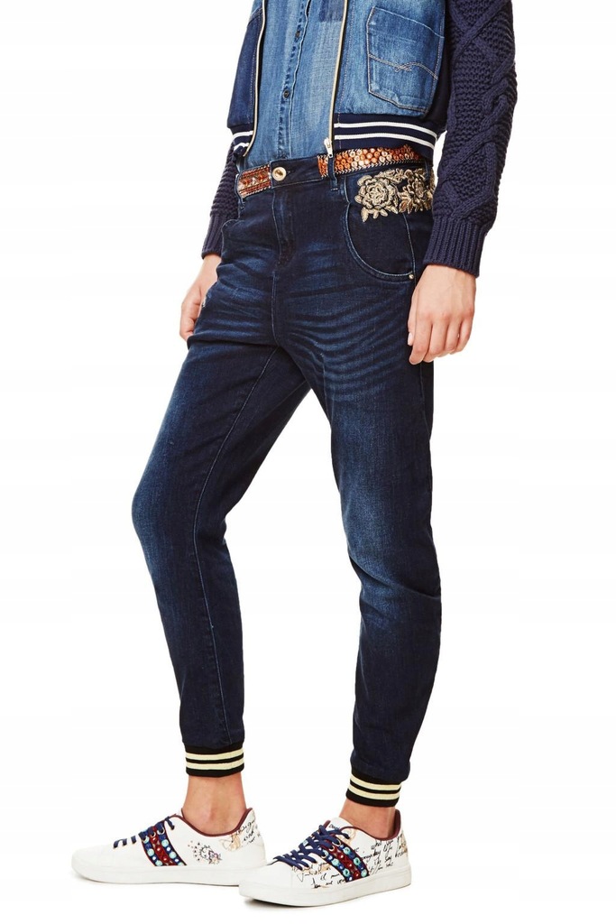 13U146 DESIGUAL__XXZ SPODNIE JEANS HAFTY__S