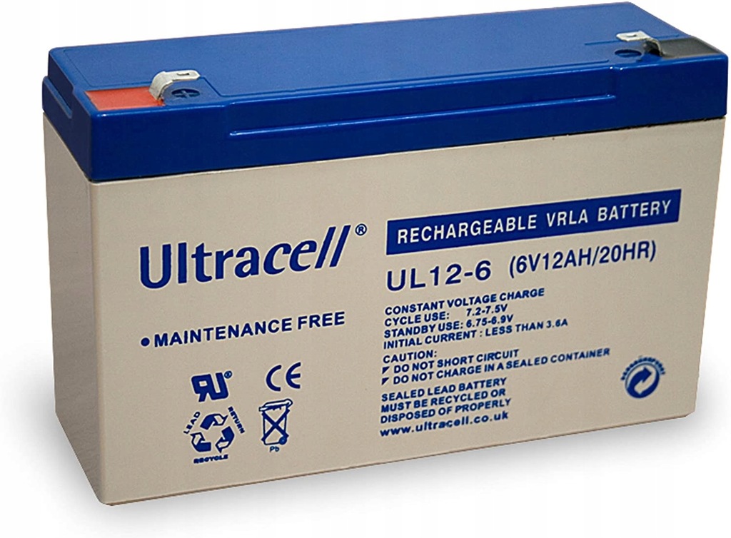 Akumulator żelowy Wentronic Ultracell 6 V 12 Ah