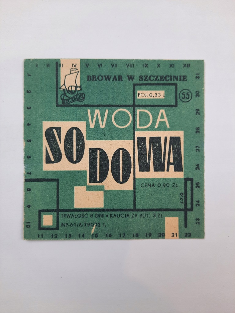 Etykieta woda sodowa Browar w Szczecinie