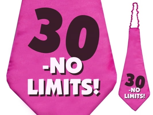 Krawat na 30 urodziny No Limits różowy