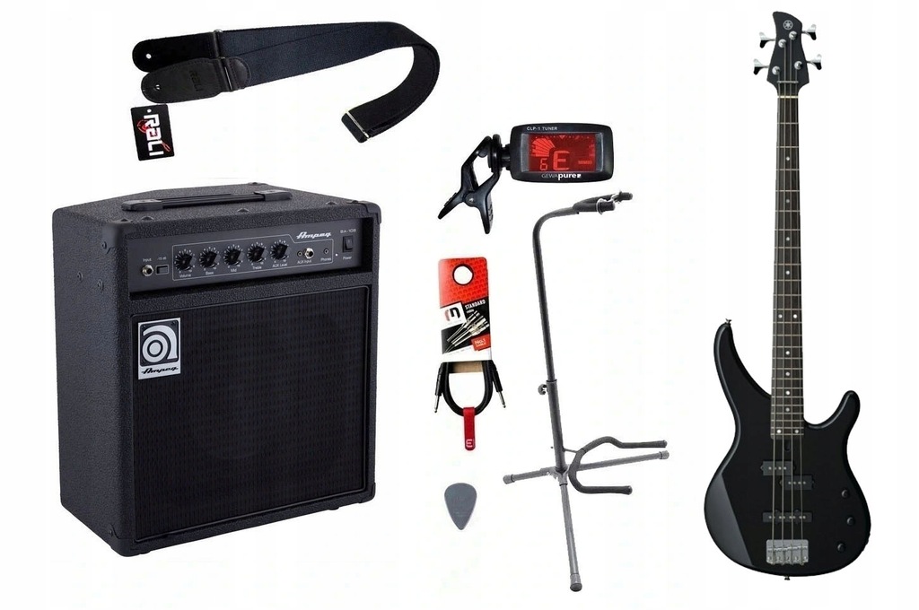 GITARA BASOWA + WZMACNIACZ 20W KABEL TUNER ZESTAW