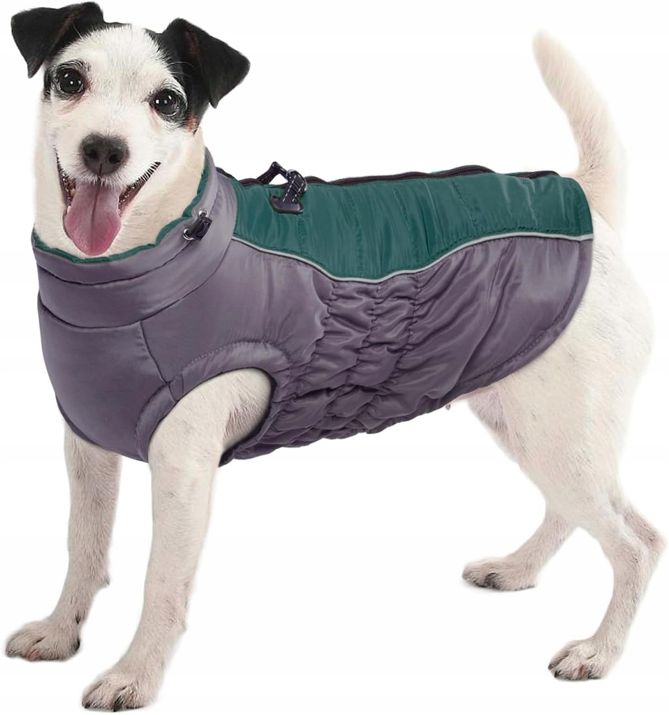 PŁASZCZ DLA PSA KURTKA ZIMOWA Z POLAREM I PASKAMI ODBLASKOWYMI ZIELONA XS