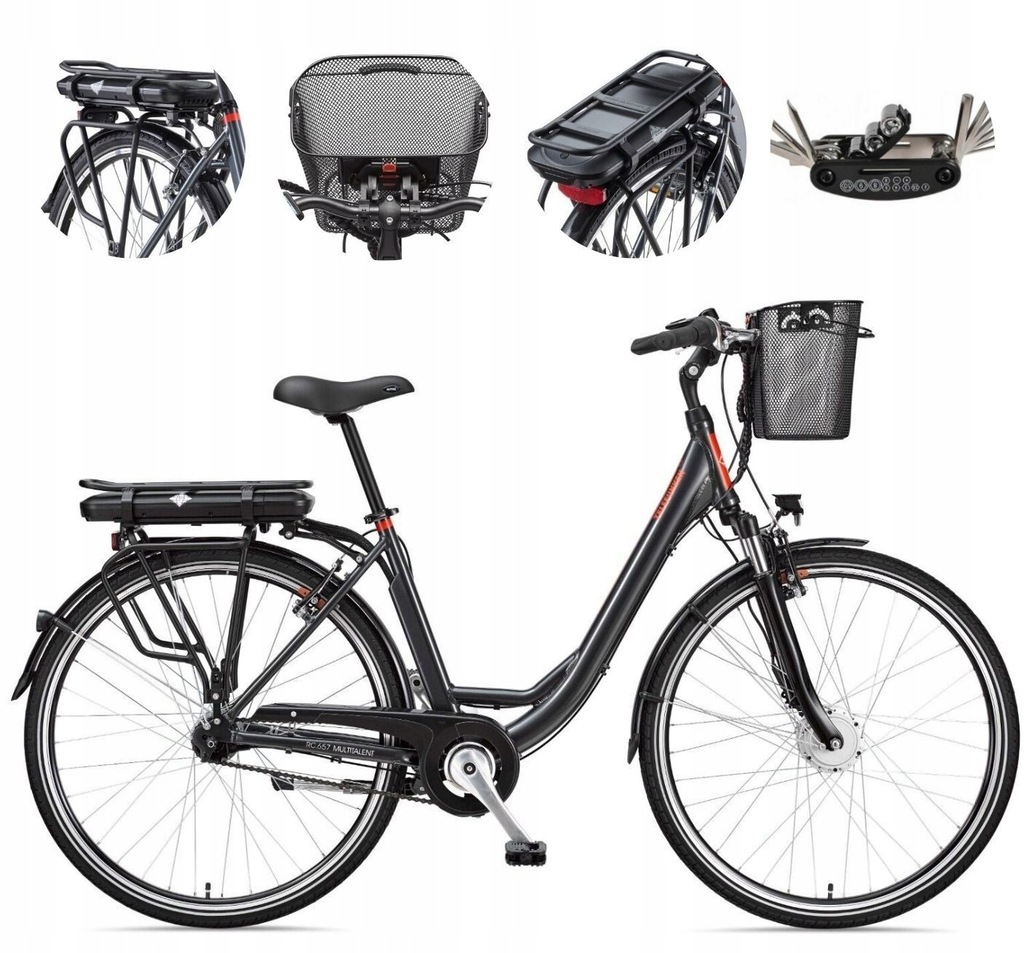 Elektryczny Rower Miejski 28 Damski ALU Nexus 7 Wspomaganie Koszyk Światła