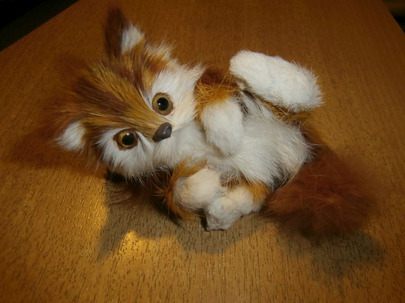 rudy kotek figurka włochata futrzana z sierścią