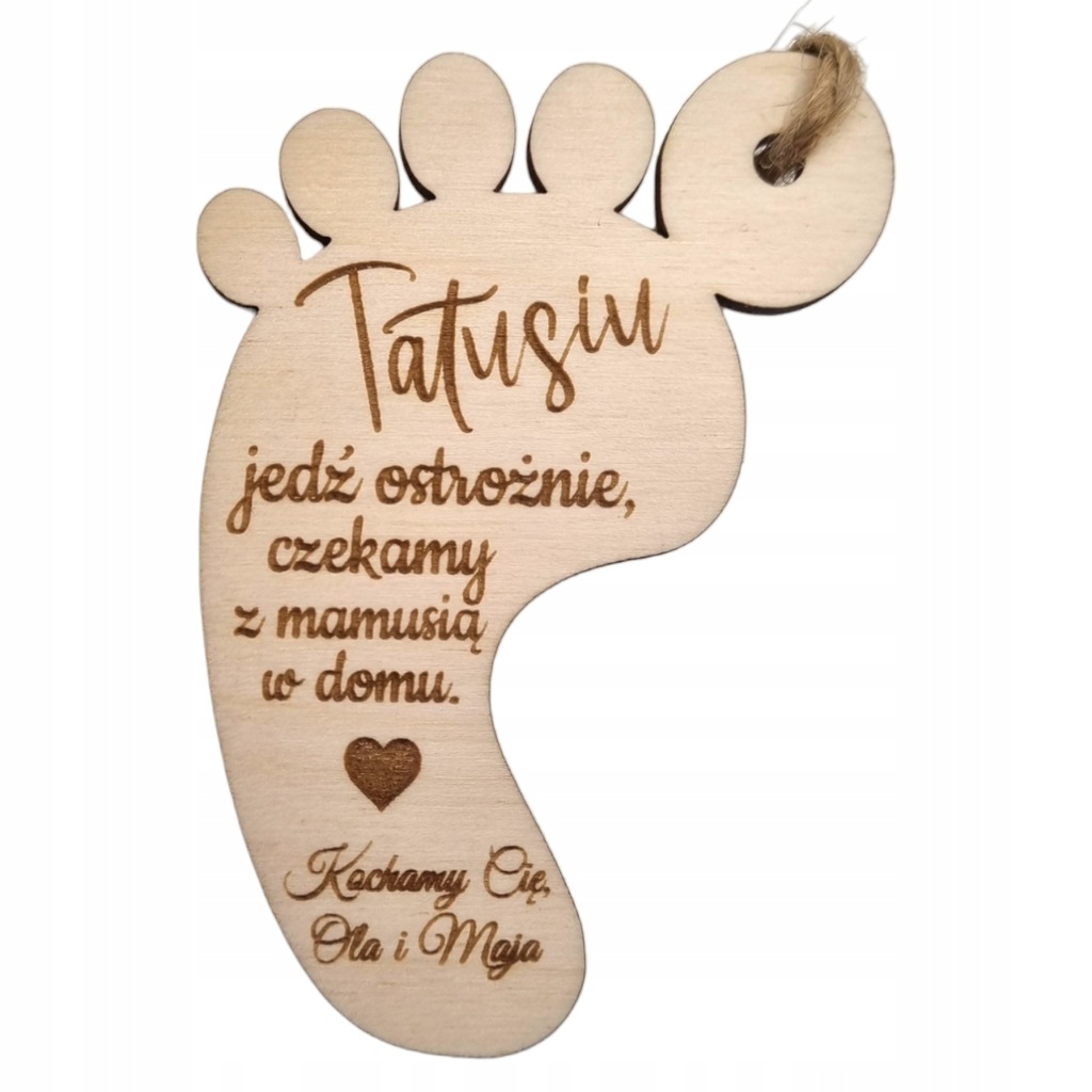 DREWNIANA ZAWIESZKA do AUTA SAMOCHODU z GRAWEREM PREZENT dla TATY