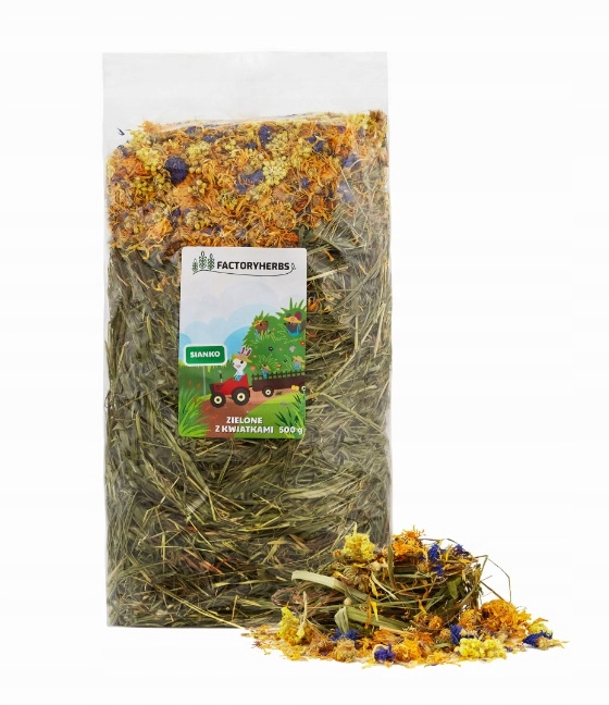 Zielone Sianko z kwiatami FACTORYHERBS 750g XL