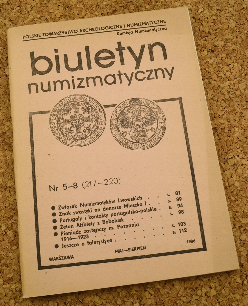 Biuletyn Numizmatyczny Nr. 5-8 Maj-Sierpień 1986 r