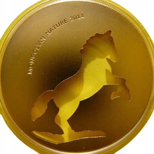 500 TUGRIK MONGOLIA 2014 KOŃ HORSE Ag/Au 925 RZADKA +CE