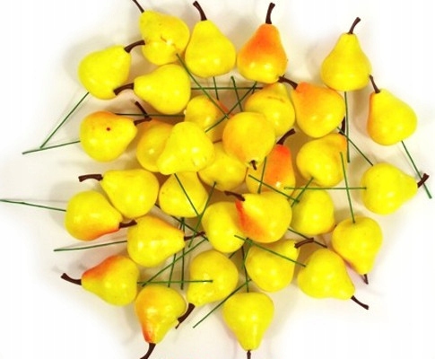 GRUSZKA ŻÓŁTA 1szt. OZDOBNA Z DRUCIKIEM STYROPIAN