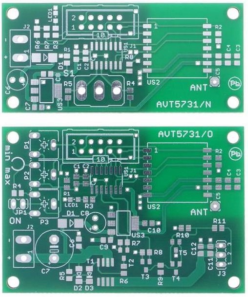 Radiowy sterownik serwomechanizmu, AVT5731 PCB+ uP