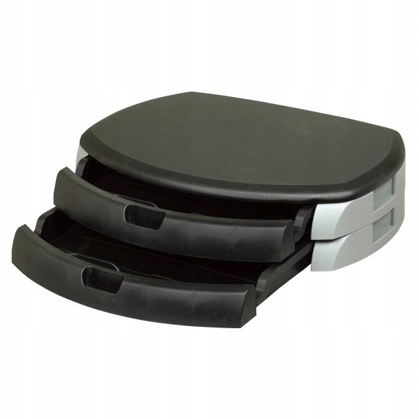 Podstawa pod monitor, z dwiema szufladami, czarny, tworzywo sztuczne wzmocn