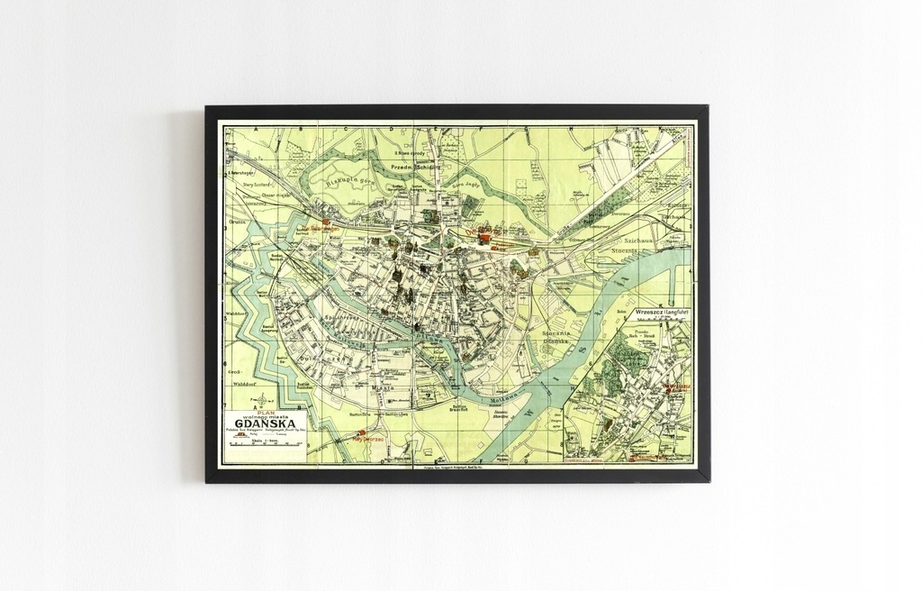 Stara mapa Wolne Miasto Gdansk 1925r. 70x50cm