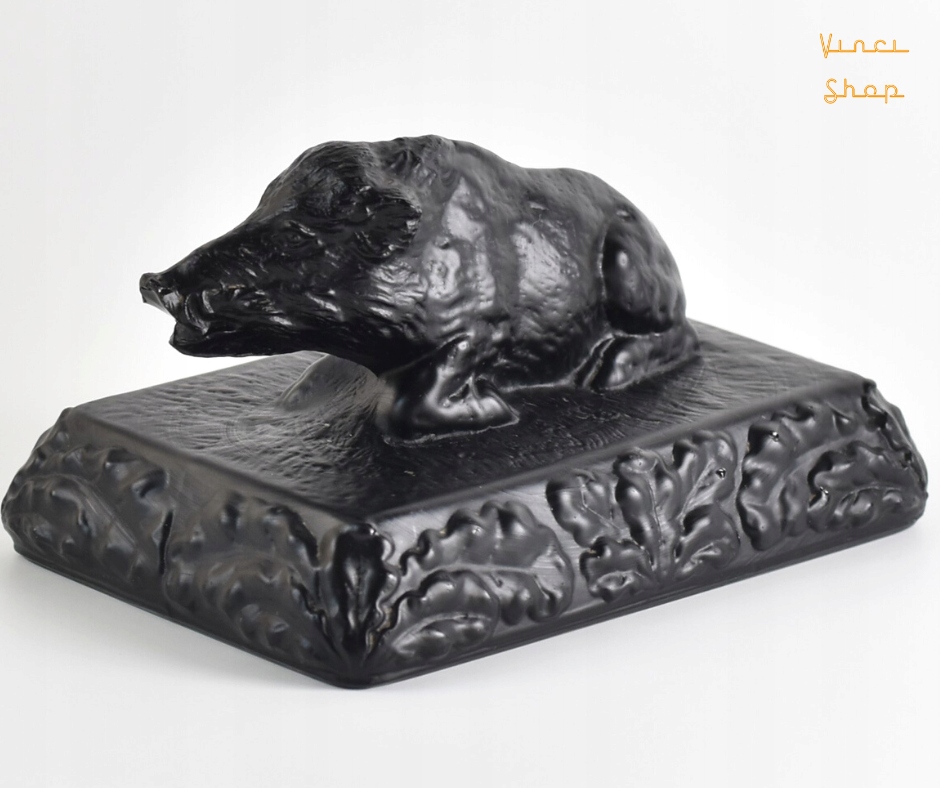 Stary przycisk do papieru szkło dzik czarny