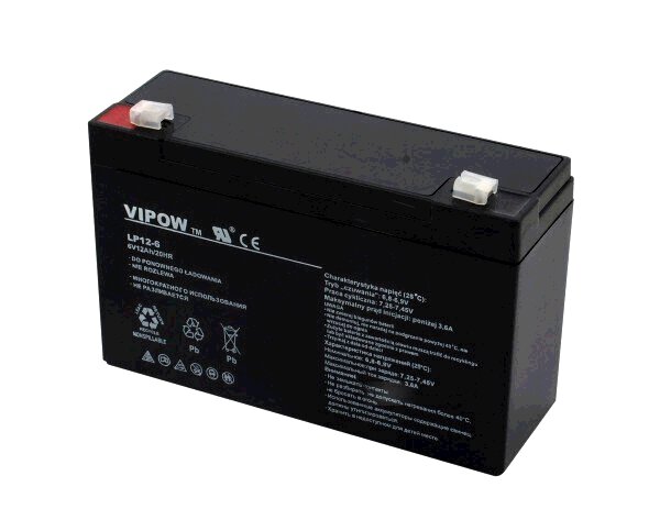 Akumulator żelowy AGM Vipow 6V 12Ah typu VRLA NOWY