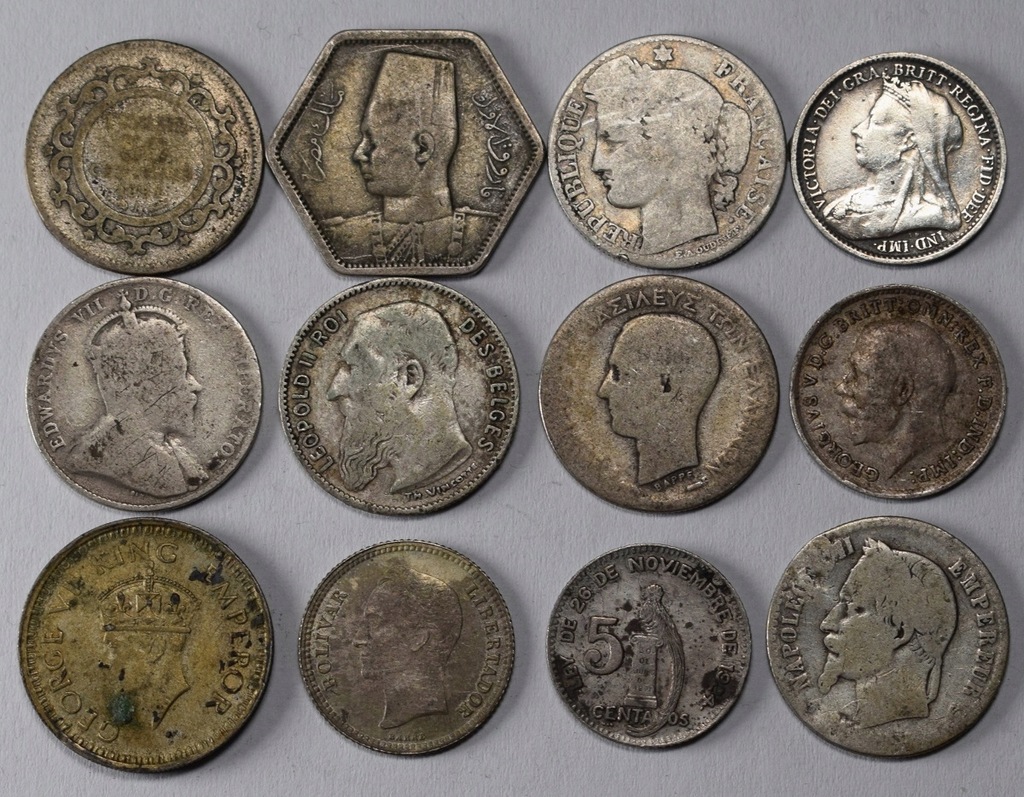 Zestaw srebrnych monet 12 sztuk