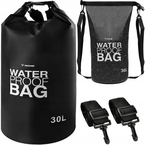 Worek wodoszczelny czarny 30L na wyjazdy sportowe turystyczne outdoor