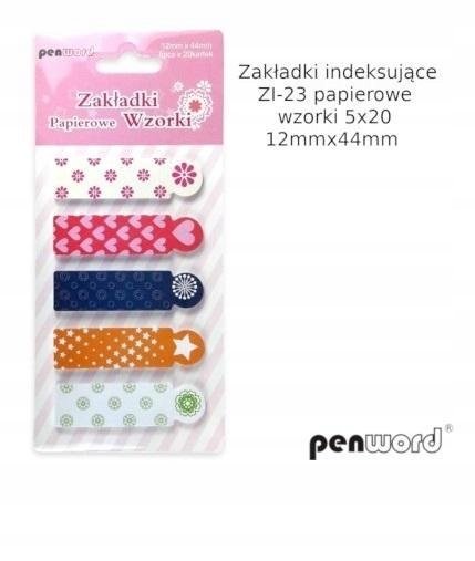 ZAKŁADKI INDEKSUJĄCE 12X44MM 5X20SZT WZORKI