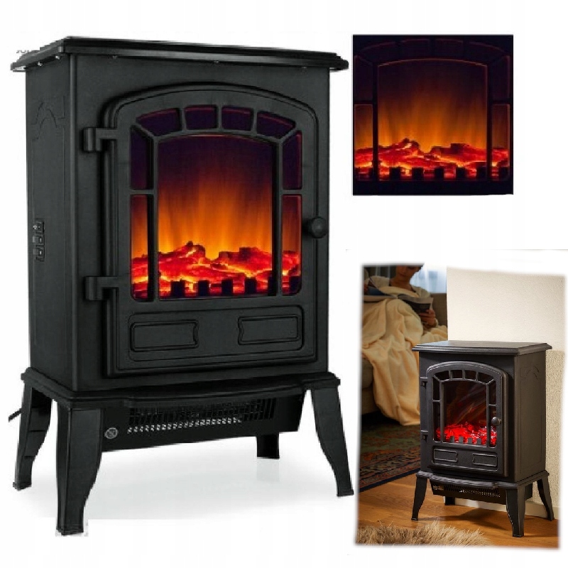 MOCNY ELEKTRYCZNY KOMINEK EFEKT PŁOMIENIA FARELKA GRZEJNIK 2000W RETRO LOFT