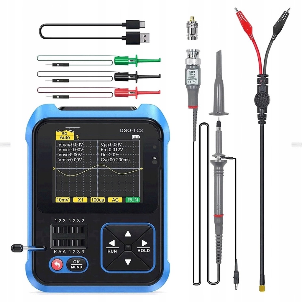 Oscyloskop przenośny 3w1 tester tranzystorów LCR generator FNIRSI DSO-TC3