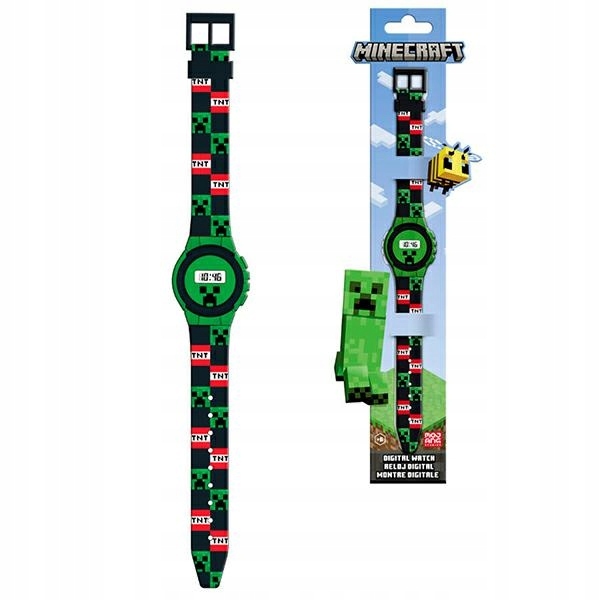 Coriex Zegarek cyfrowy na rękę Minecraft dziecięcy zielono-czarny/green bla