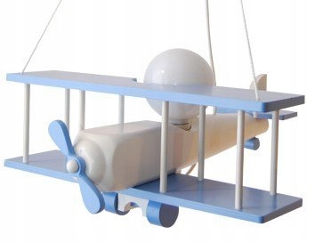 Lampa sufitowa Samolot duży drewno biały błękit 42