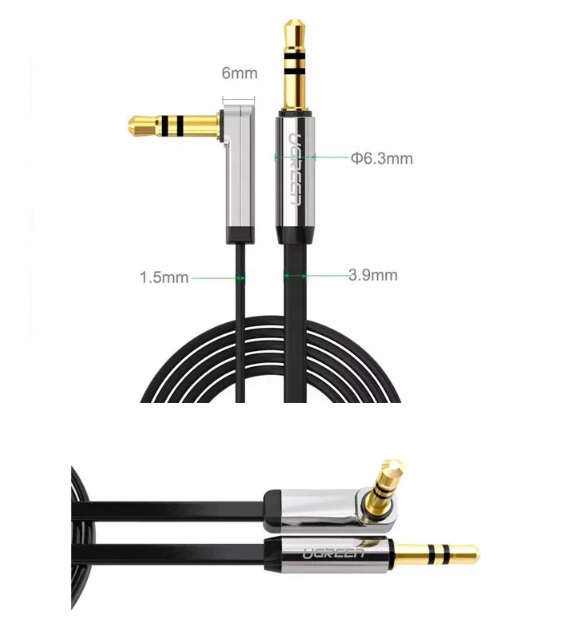 Купить UGREEN Плоский угловой кабель AUX с мини-разъемом 3,5 мм, 3 м: отзывы, фото, характеристики в интерне-магазине Aredi.ru