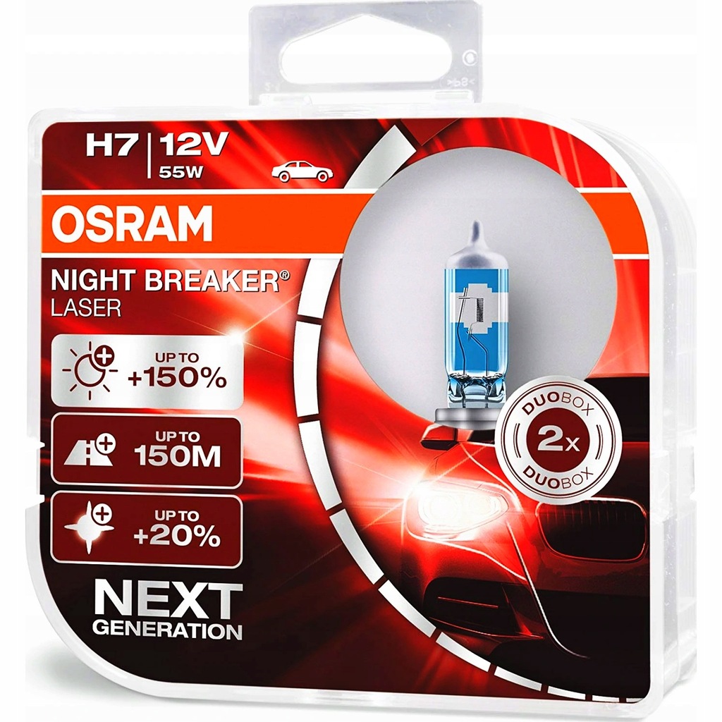 Żarówki OSRAM Night Breaker Laser H7 +150% +150m