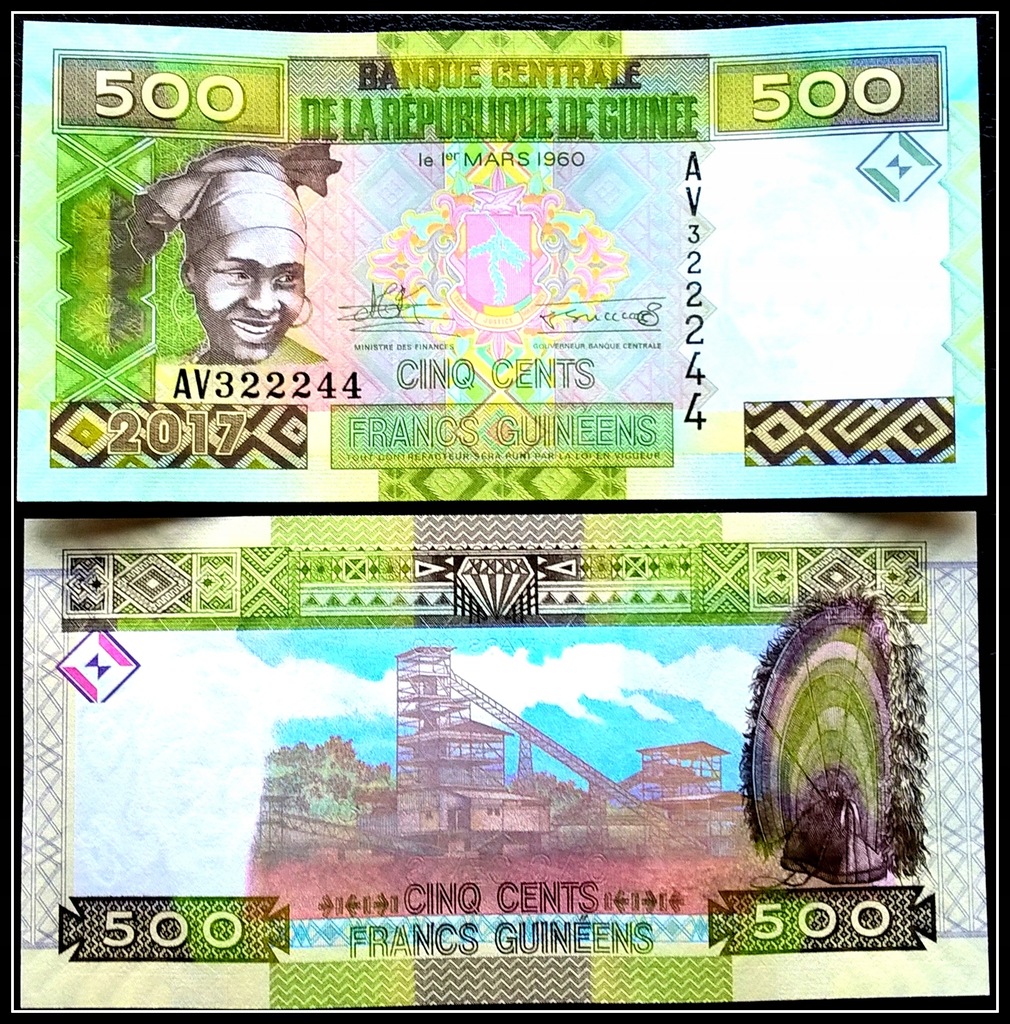 Banknot Gwinea 500 Franków 2017r. UNC
