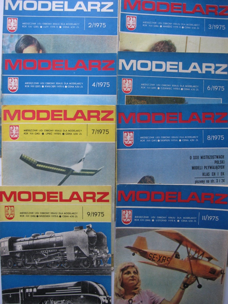 MODELARZ Samoloty Statki inne PLANY 8 num. 1975