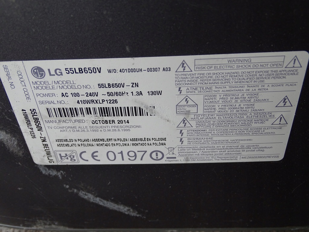 LG 55LB650V-ZN TV ZBITA MATRYCA 5B