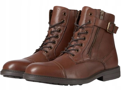 Botki męskie skórzane zimowe Jack&Jones Holland brązowe r.44