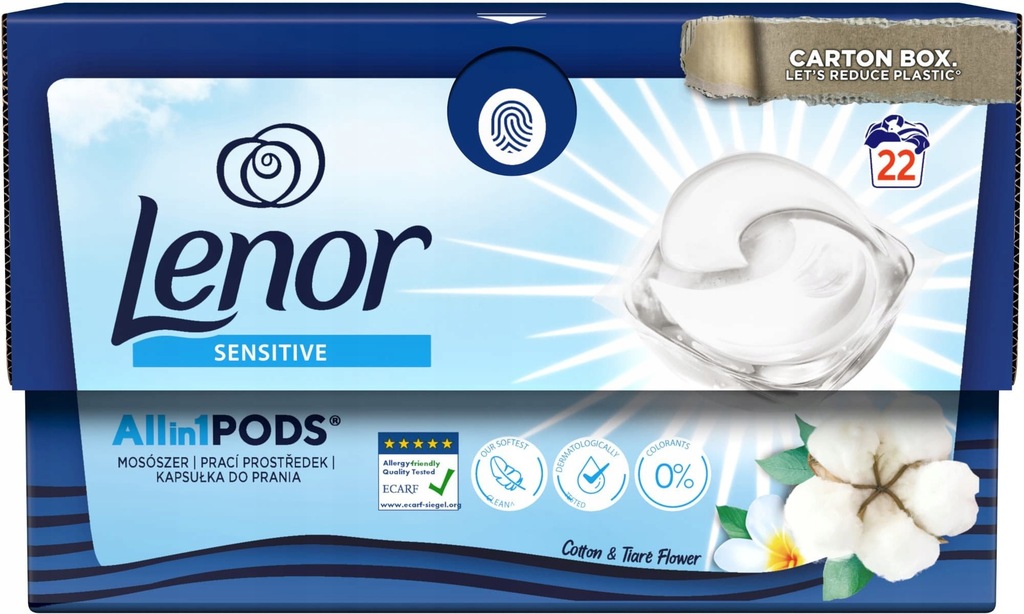 Lenor Sensitive Kapsułki 22 prania Kwiat Bawełny