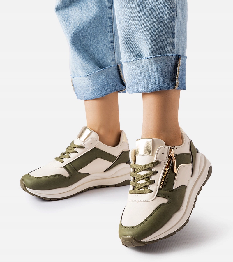 Biało-zielone sneakersy Cecchi rozmiar 36