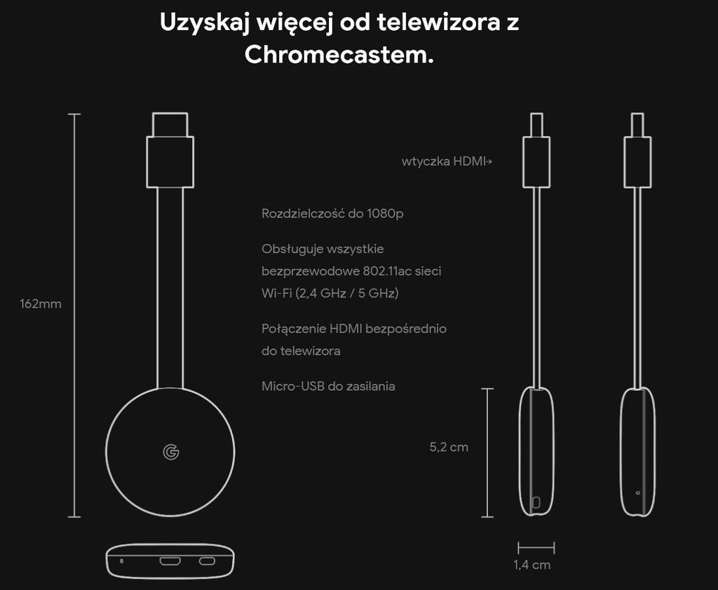 Купить GOOGLE Chromecast 3 SMART TV ПОТОК FULL HD Wi-Fi: отзывы, фото, характеристики в интерне-магазине Aredi.ru