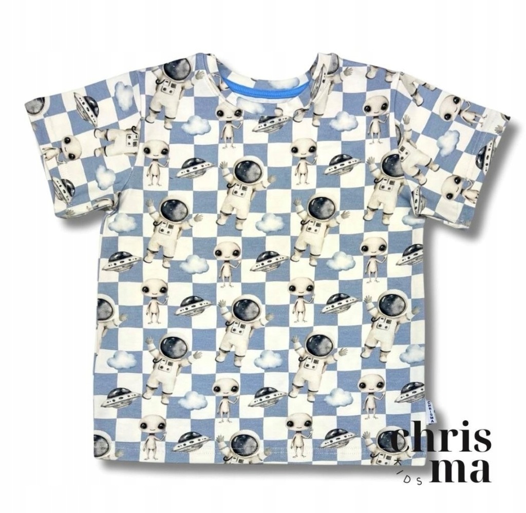 T-shirt chłopięcy bluzka bawełna polski KOSMICI Chrisma 134 błękitny