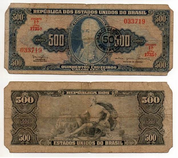 BRAZYLIA 1966-67 50 CENTAVOS / 500 CRUZEIROS