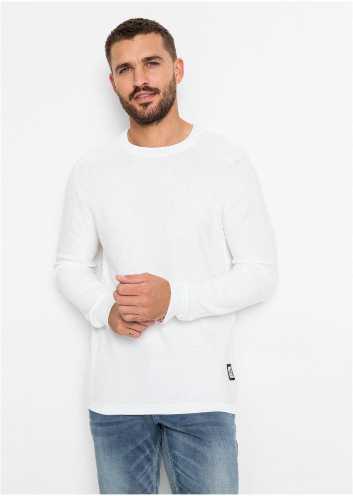 CL4H03 BIAŁY DOPASOWANY SWETER SLIM FIT__56