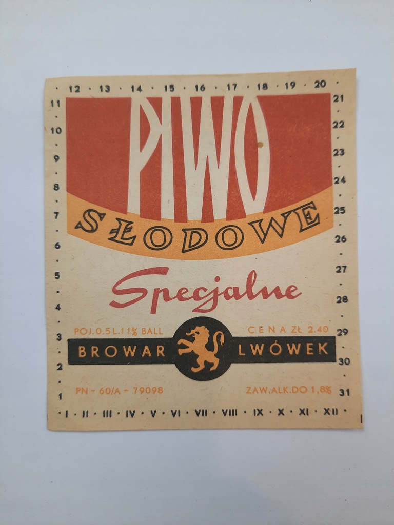 Etykieta piwo specjalne Browar Lwówek