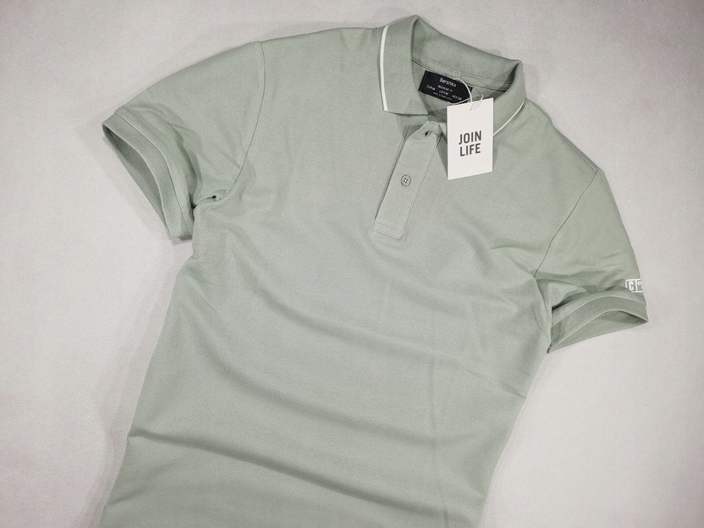 BERSHKA t-shirt polo zielony NOWY XL