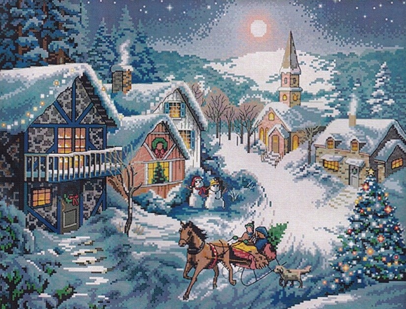 Święta w miasteczku Zestaw do haftowania krzyżykowego