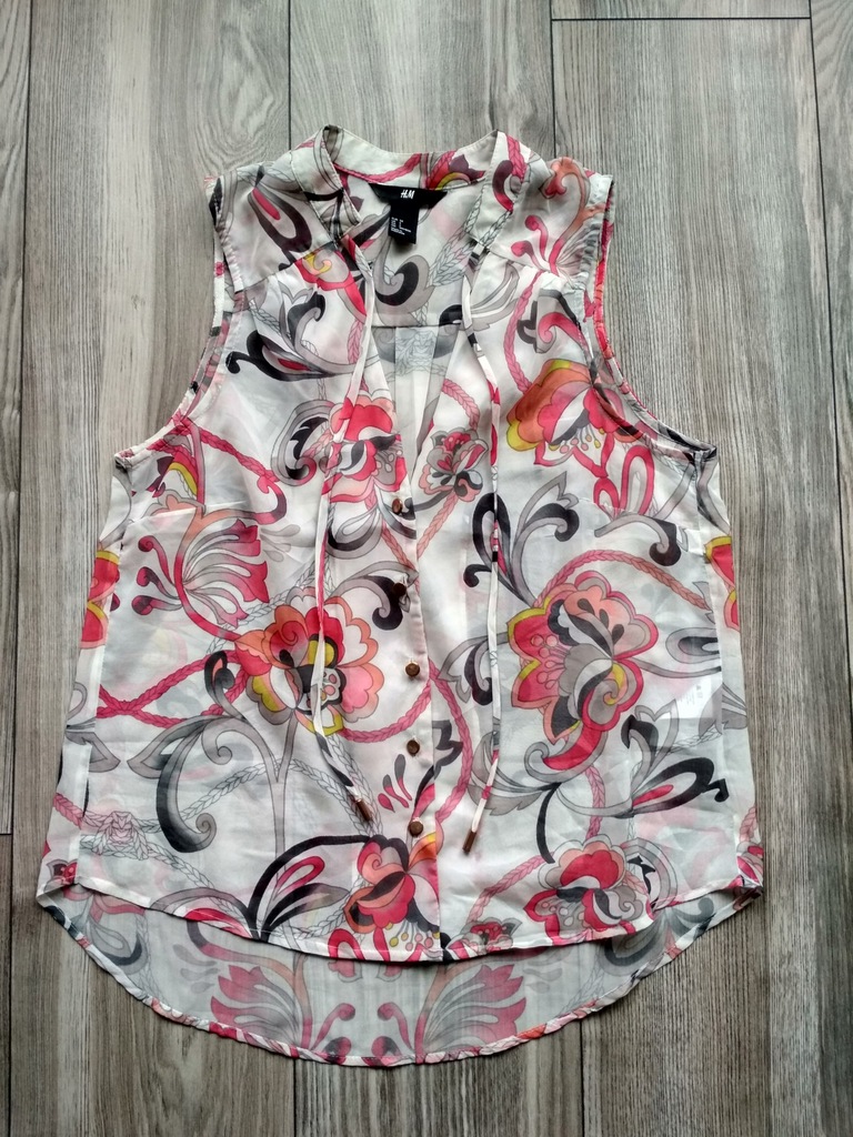 H&M bluzka mgiełka kwiaty 34 XS lato floral