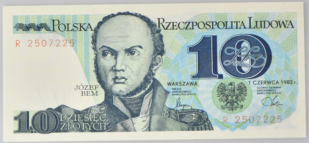 Banknot 10 złotych 1982 - seria R - UNC