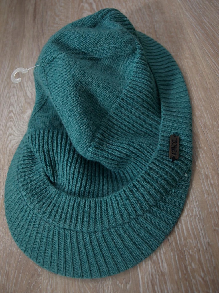 KANGOL * SZMARAGDOWY * WEŁNA * Z DASZKIEM * L/XL