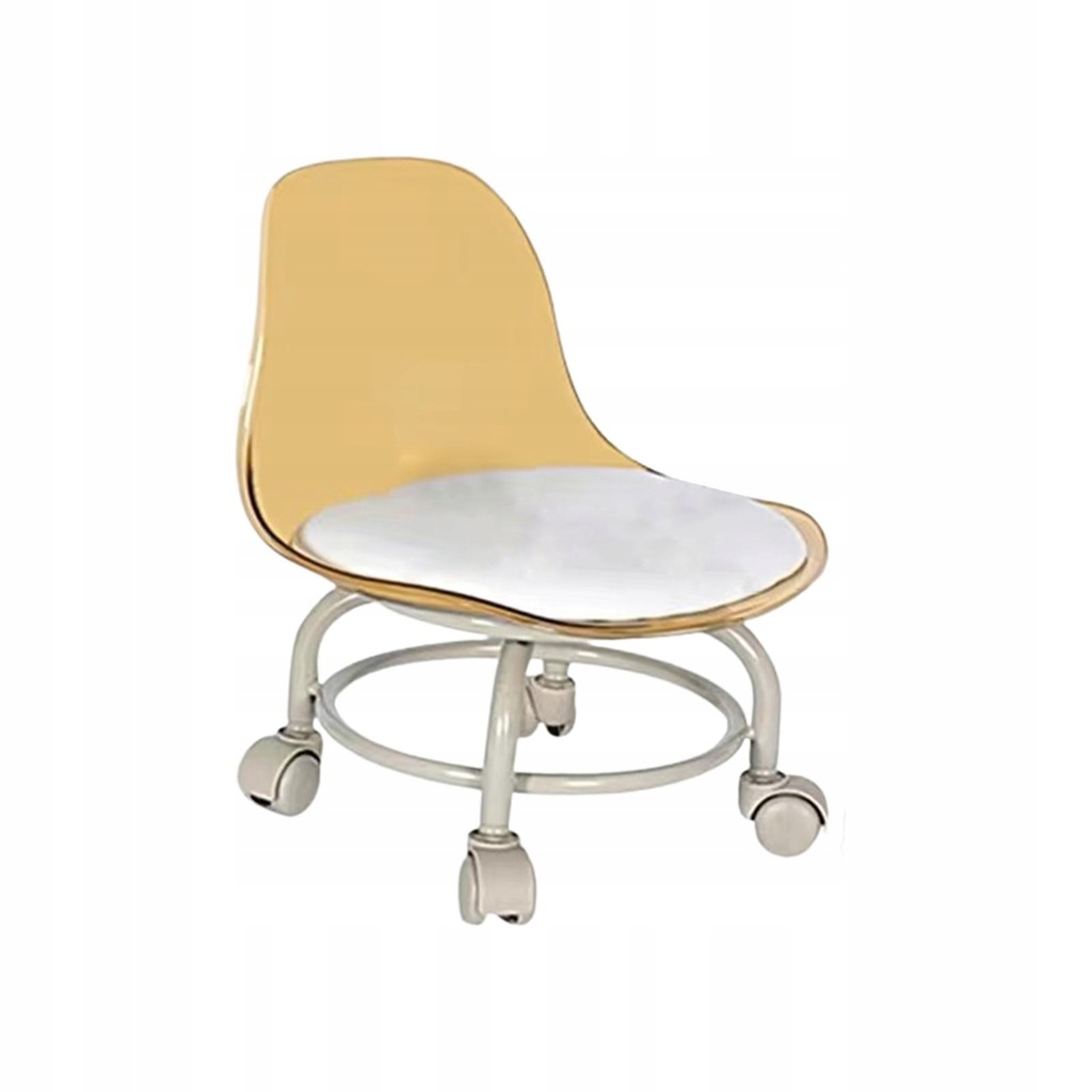 Low Height Rolling Stool with Back PU Yellow