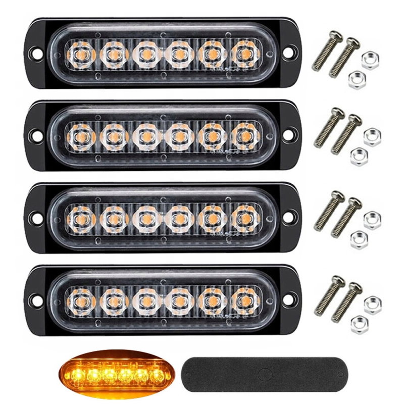 4SZT LAMPY OSTRZEGAWCZE 6 LED WODOODPORNY STROBOSKOP POMOC LAWETA DC 12-24V